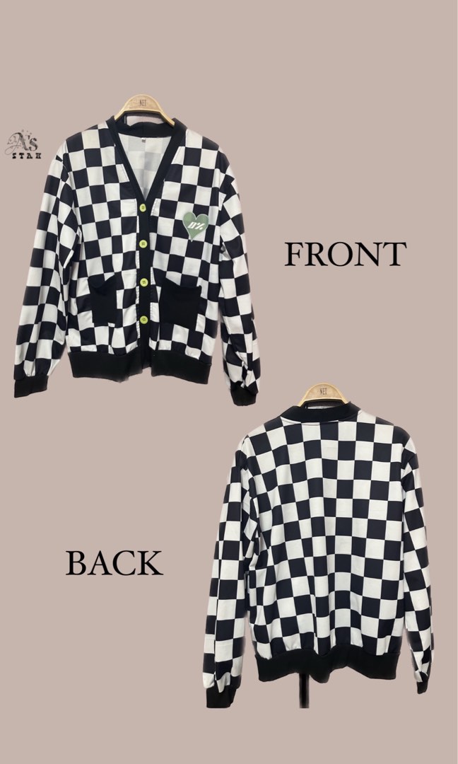 Oversized Checkerboard jacket Women s Fashion Tops Longsleeves