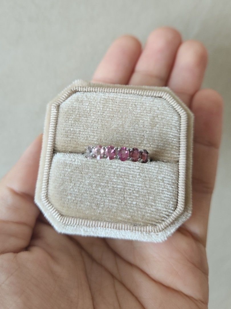 Pink purple ombre gradient tourmaline ring Women s Fashion