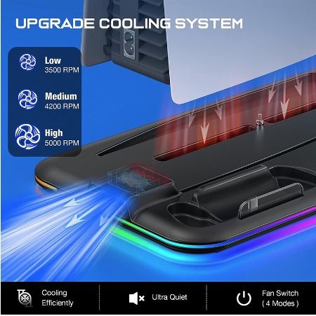 Upgraded Adjustable RGB Cooling Fan for PS5 Slim Disc/Digital Console  Cooler Fan