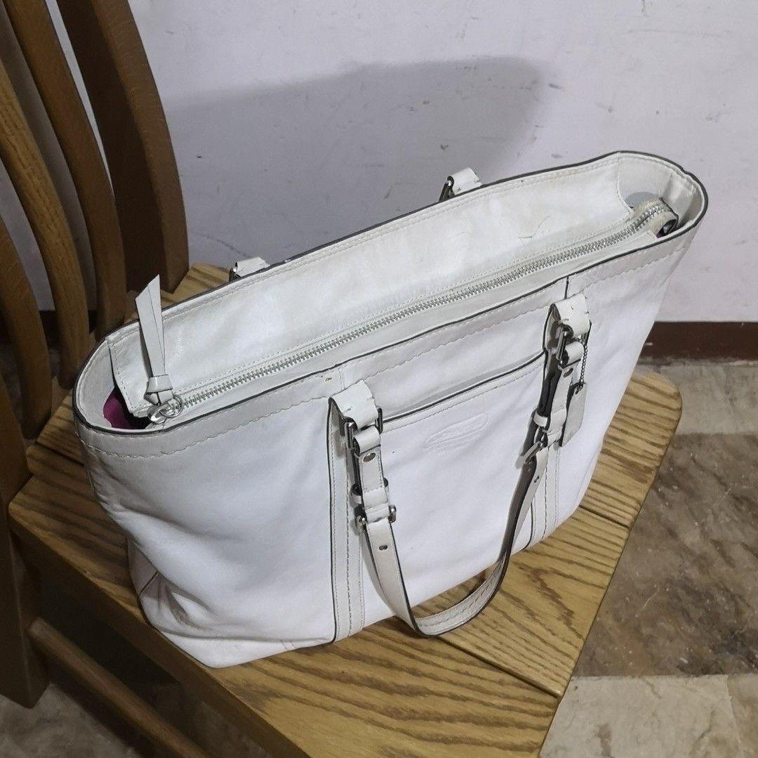 COACH Shoulder Handbag Purse Black Leather Zip Tote 5128