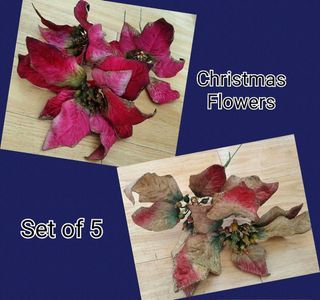 Set of 5 Preloved Christmas Flower Poinsettia All-in