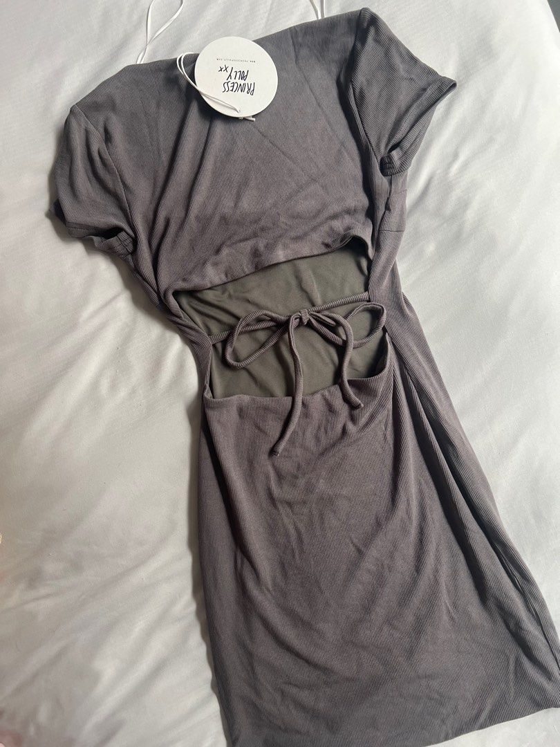 open lace back dress Karreey Mini Dress Grey main image 1
