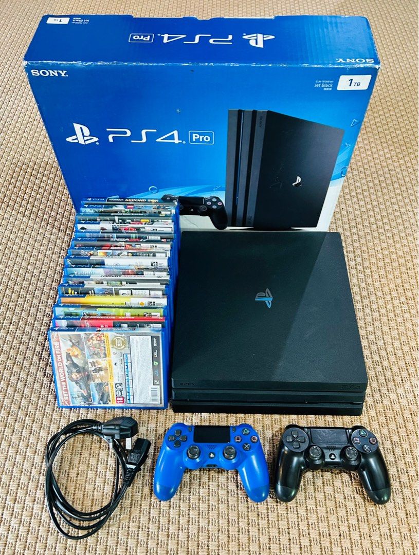 PS4 PRO 1 TB (Category: PlayStation) located in Alfonso. Submitted by switch23blade (Listing ID 1256306448, Image 2). Description: Selling used but not abused PS4 pro! Price include console and 2 controllers only. Games 400 each. Take all 15 games - ₱13,000 Minor issue: front Usb port not working, but will provide usb port (3 slots) on the rear. Do not affect any performance. Both controllers are working fine. Rfs: upgraded to Ps5 🤩 Happy biddin