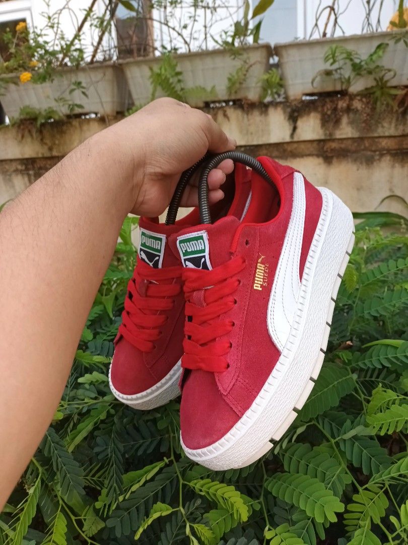 Puma suede platform store red