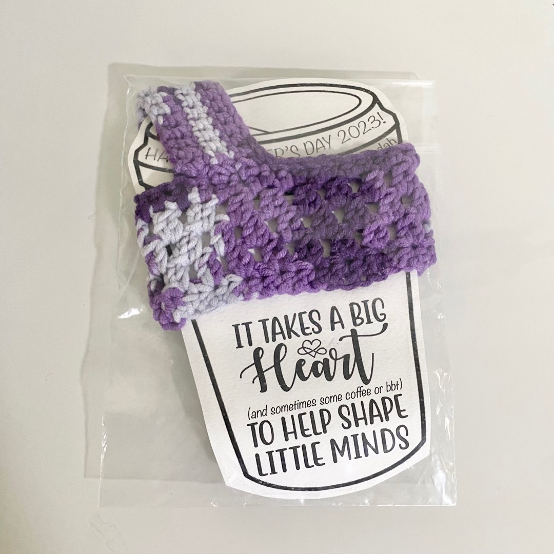 Purple Crochet Knit Cup Holder Carrier Strap, Women's Fashion, Watches & Accessories, Other