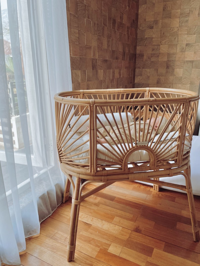 Rattan baby bed newborn gift, Babies & Kids, Baby Nursery
