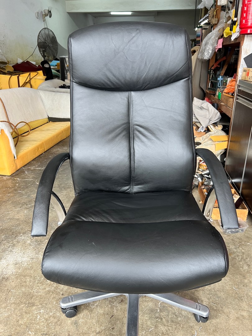Refurbished full leather office chair, Furniture & Home Living