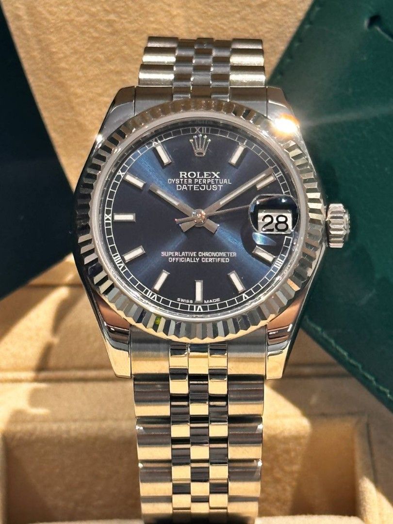 Rolex Datejust 31mm Fluted Bezel Jubilee Bracelet 2017 178274 Blue