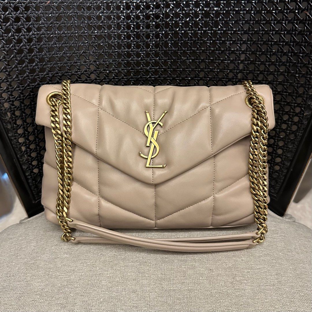 YSL Saint Laurent LouLou Small Dark beige with gold hardware GHW full set