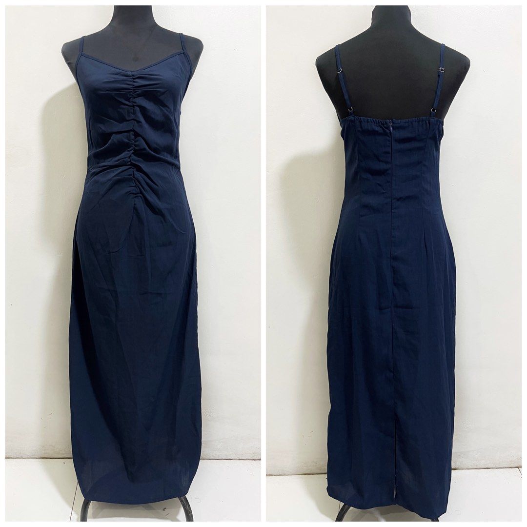 Shein Dark Blue Strappy Long Dress Maxi Evening Dress, Women's