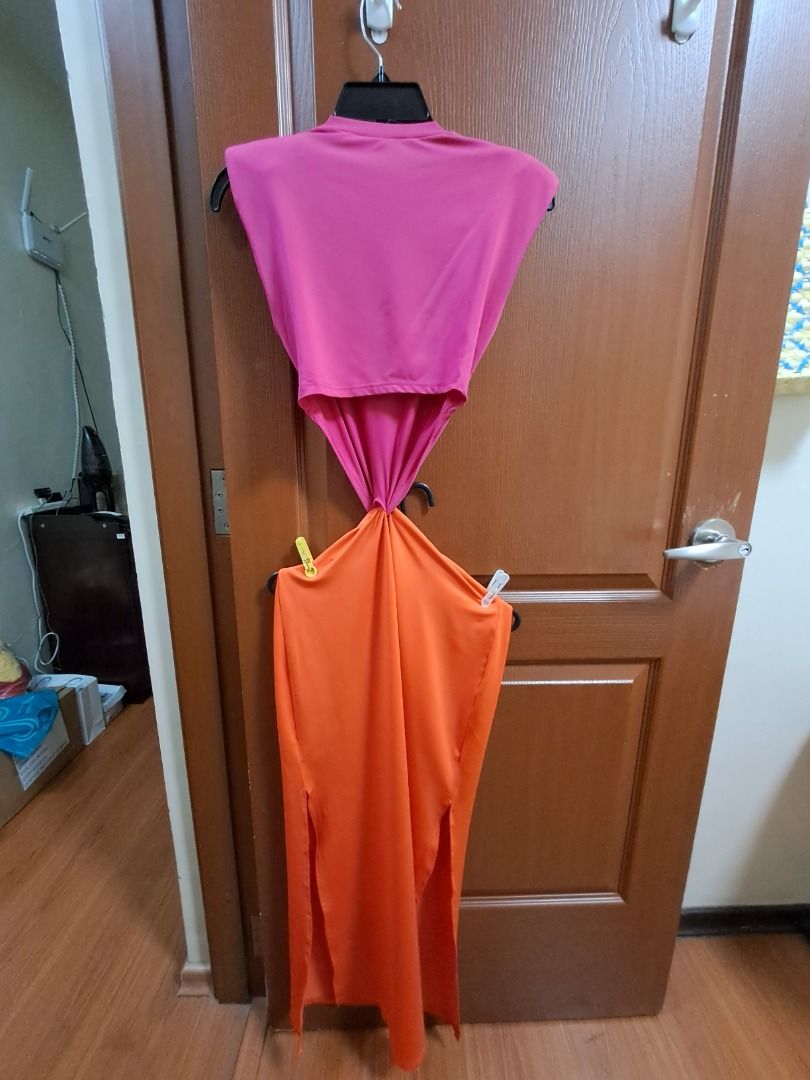 Two Tone Twist Split Thigh Dress Two Tone Twist Split Thigh Dress