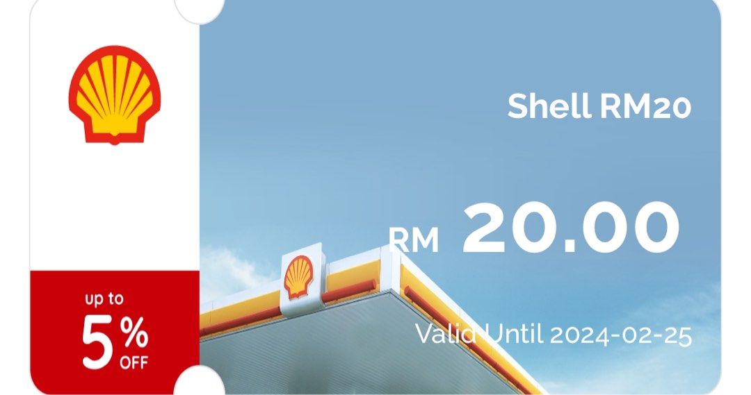 Shell petrol voucher Rm20, Tickets & Vouchers, Vouchers on Carousell
