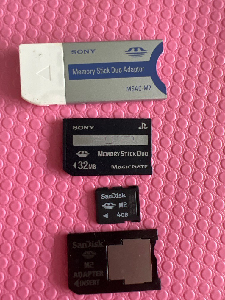Sony M2 memory card 4GB and Memory Stick Duo 32Mb with adapter, Mobile