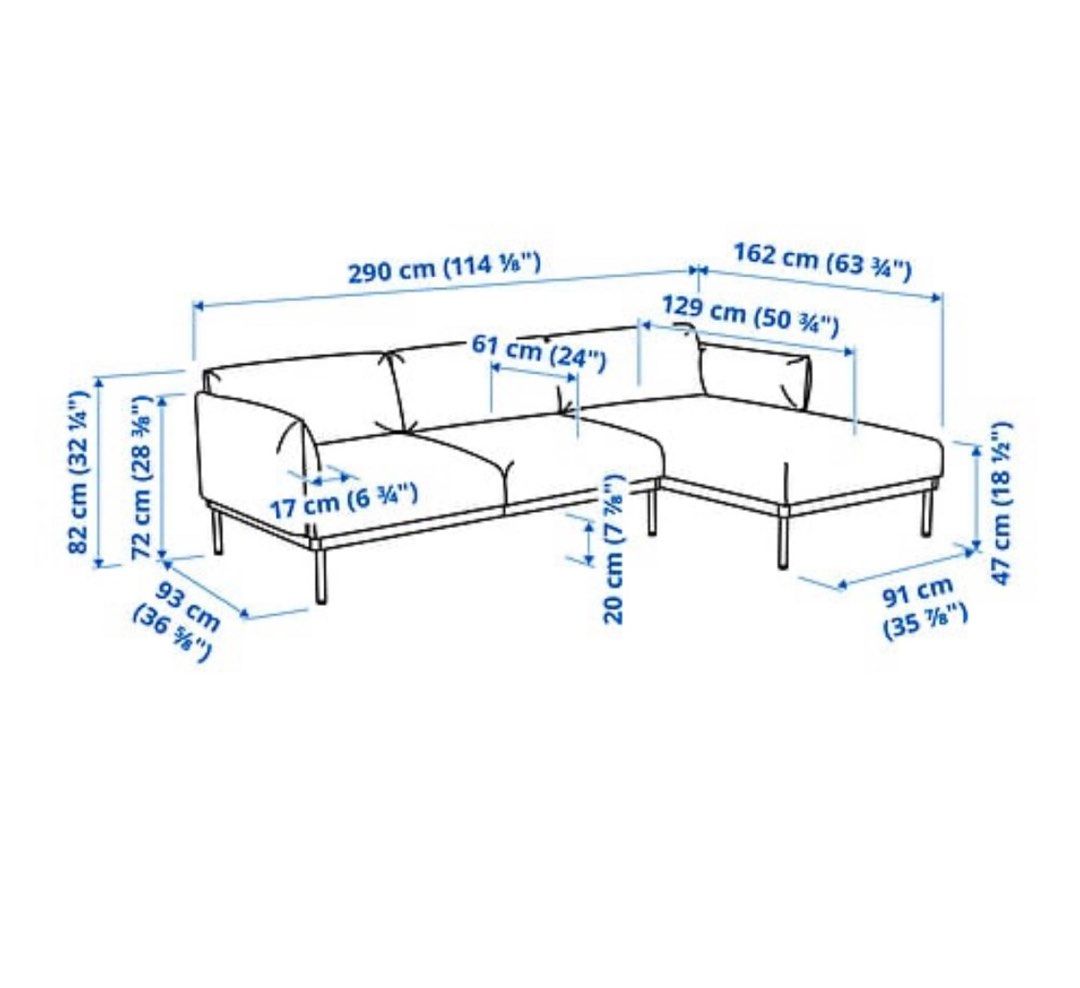 IKEA Applaryd 3seater sofa with chaise longue, Furniture & Home Living