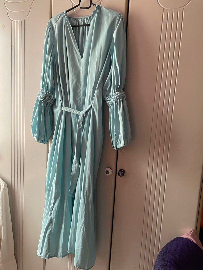 Tiffany Blue long sleeve long dress premium fabric Women s