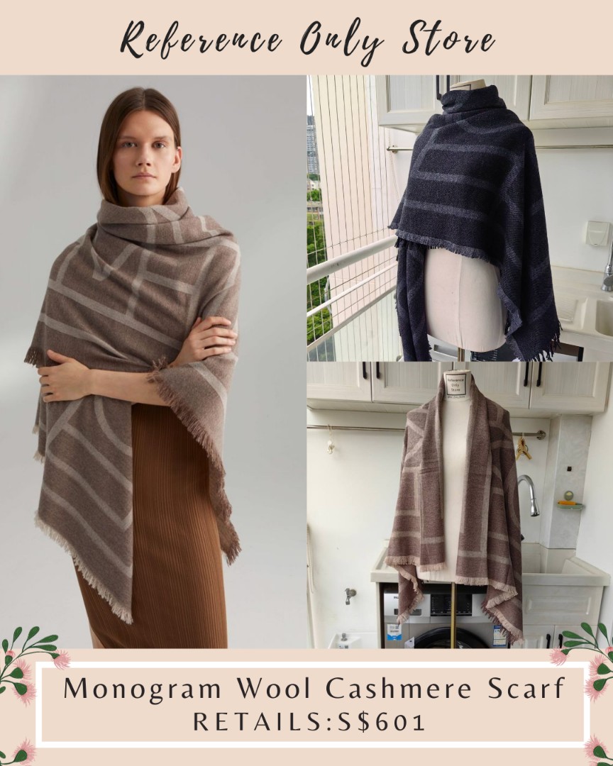 Totême Monogram Wool Cashmere Scarf in Brown