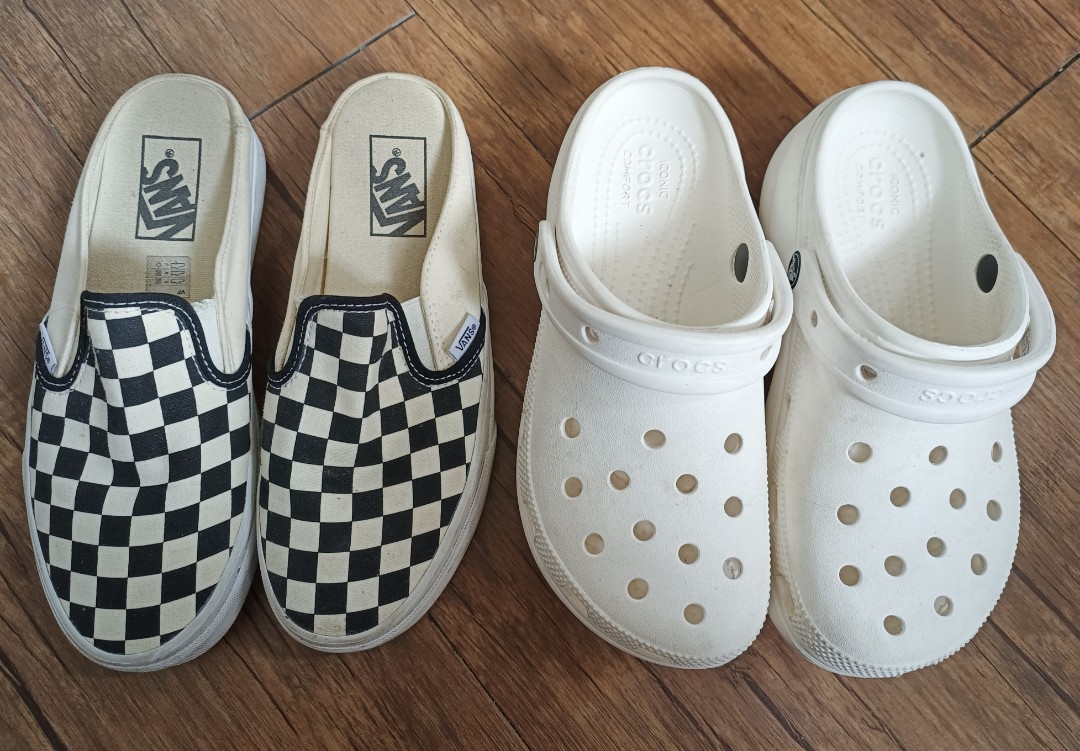 Checkerboard crocs on sale