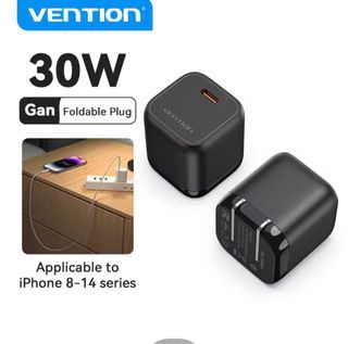 Vention 30W GaN Charger for iPhone 14 13 12 Pro Max USB Type C Charger for iPad Pro Xiaomi Huawei Samsung Fast Phone PD Charger