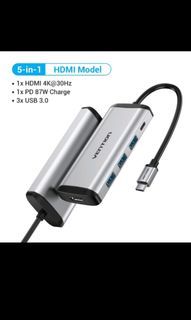 Vention 5 in 1 usb c hub converter adapter