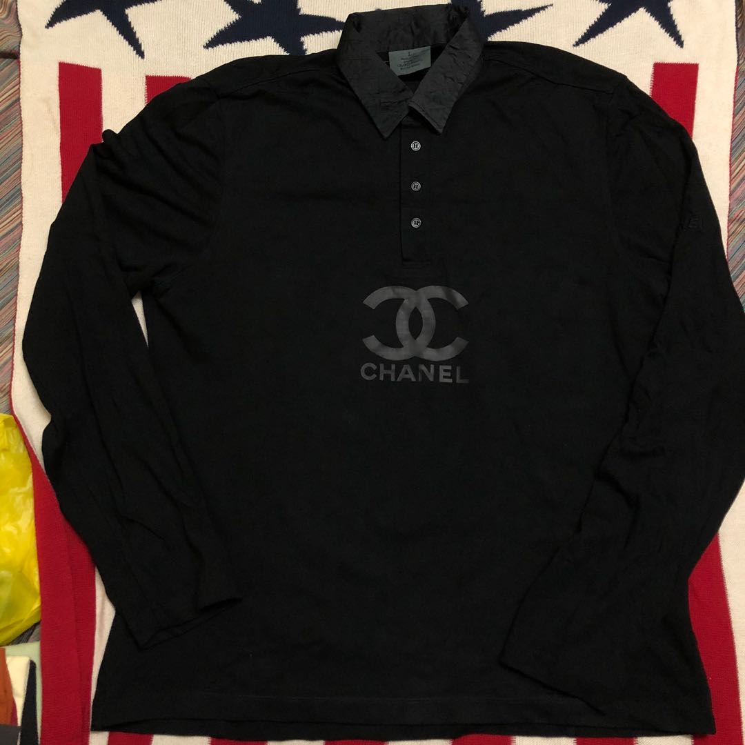 Vintage Chanel Polo Longsleeve Shirt Men s Fashion Tops Sets Tshirts Polo Shirts on Carousell