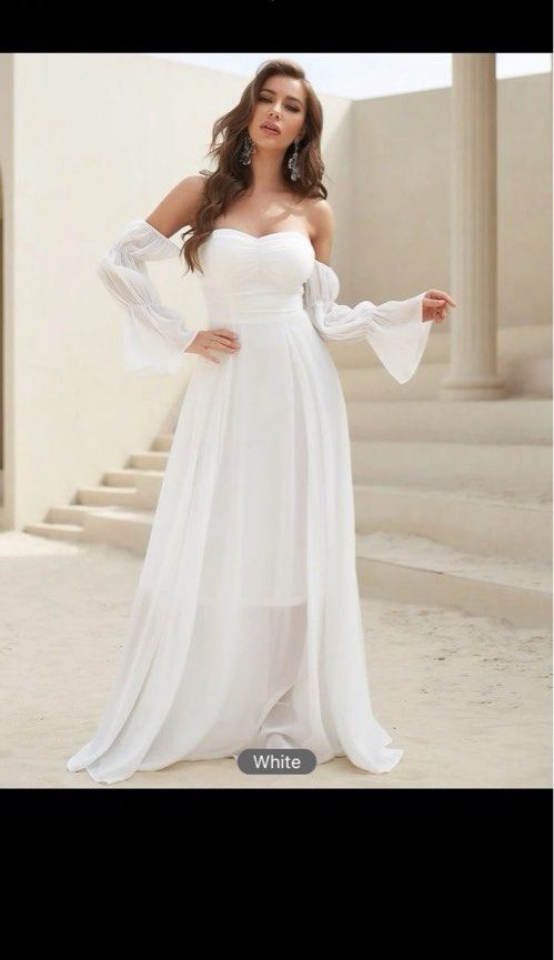 White evening maxi dress hotsell
