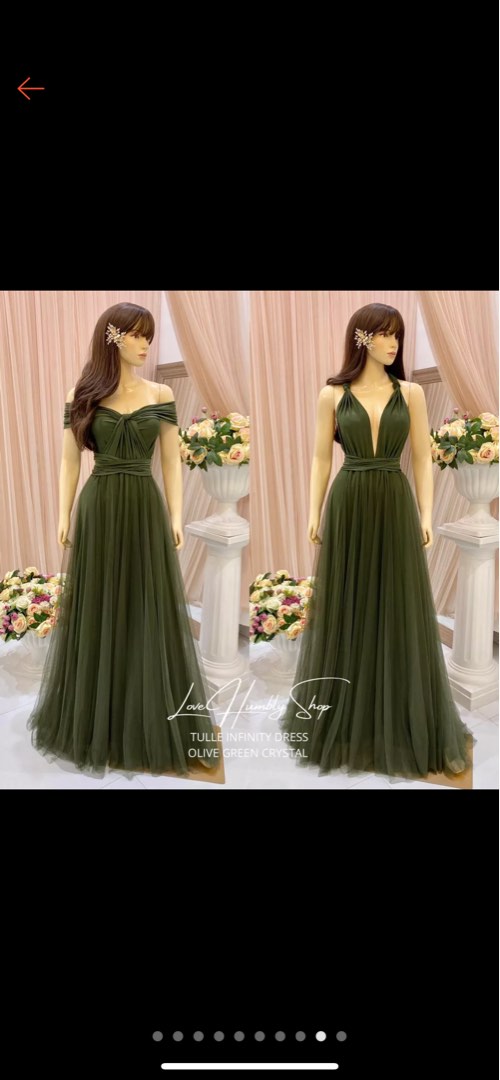 (XXL) Love Humbly Olive Green Tulle Infinity Bridesmaid Dress, Women's