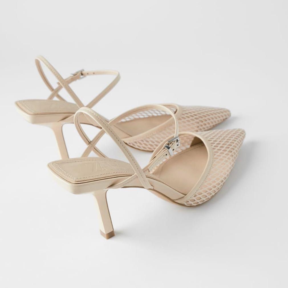 beige zara heels