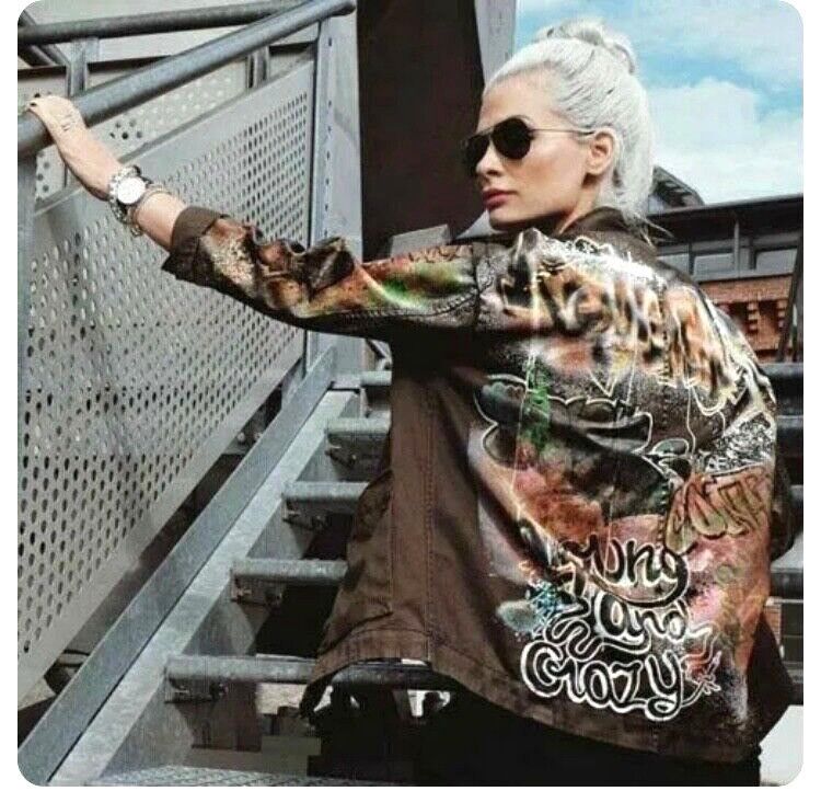 ZARA GRAFFITI DENIM JACKET blazer coat outer outerwear dress blouse