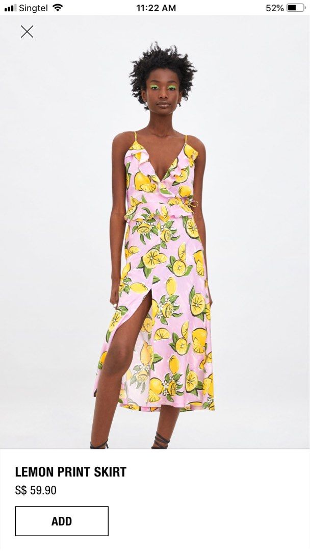Lemon print dress zara sales