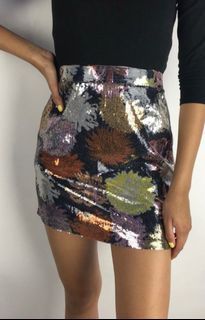 ZARA Sequined Floral Mini Skirt