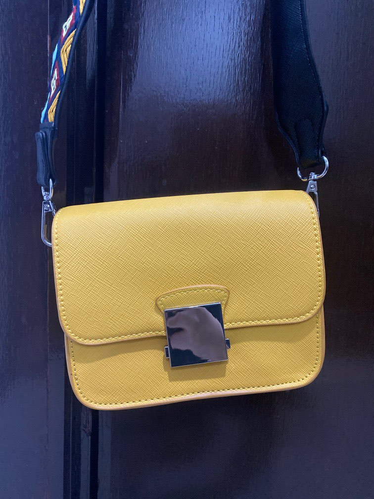 Zara yellow sling bag cheap