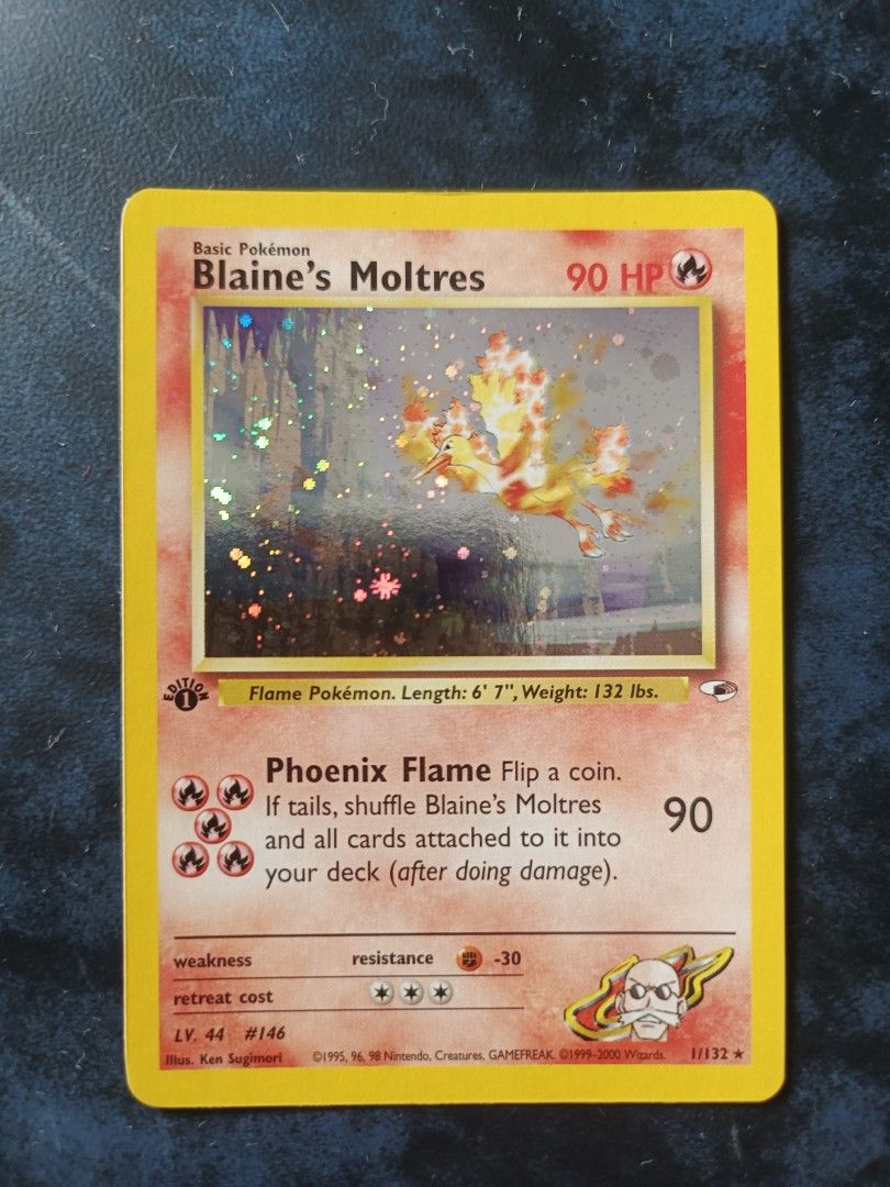 1990s Blaine's Moltres Gym Edition 1 - Pokemon TCG, Hobbies & Toys,  Memorabilia & Collectibles, Vintage Collectibles on Carousell