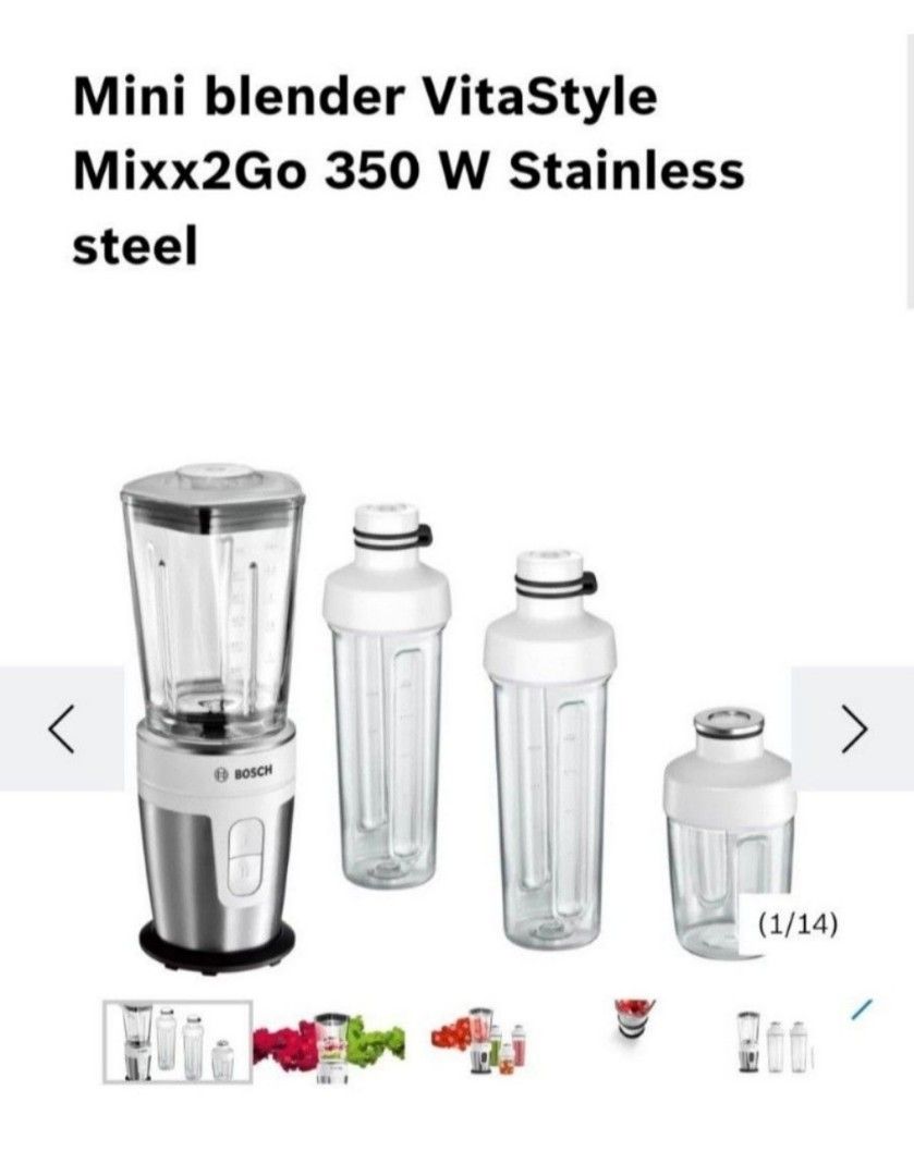 240923 BOSCH Mixx2Go Mini & Blender, 3 Carousell on 1 & Home Juicers, Grinders Appliances, Appliances, in Kitchen Vitastyle TV Blenders