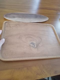 2 wooden tray / nampan kayu tebal