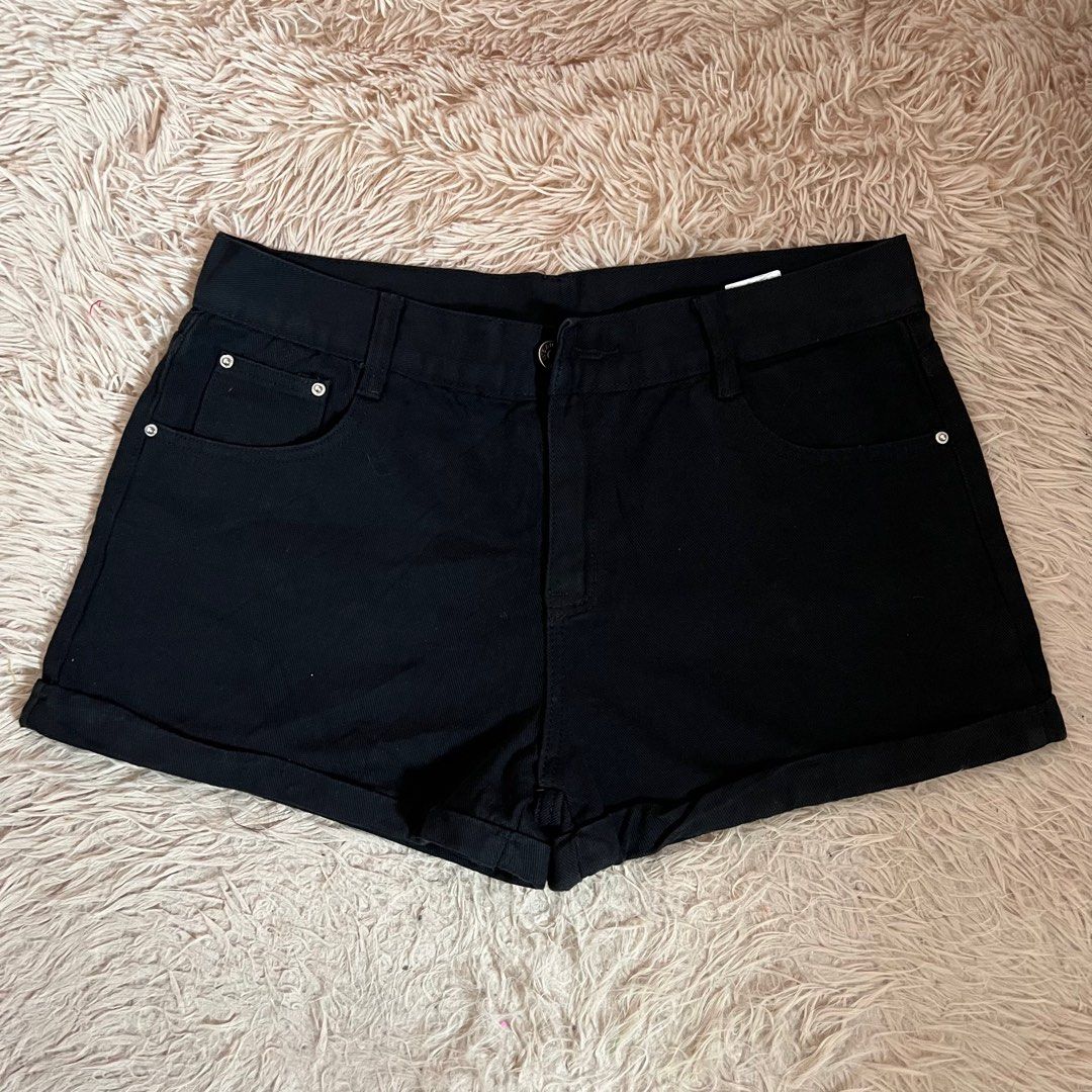 High Waisted Mom Women's Shorts (plus Size) - Black