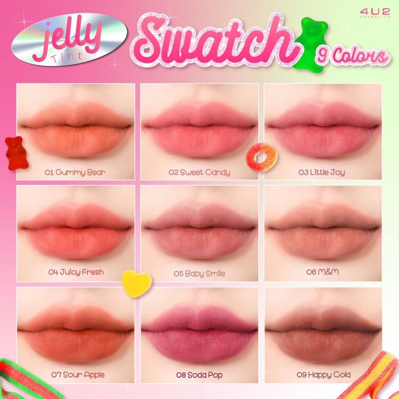 4U2 JELLY LIPTINTS PASABUY FROM THAILAND (Category: Makeup) located in Manila. Submitted by colealeaph (Listing ID 1256585717, Image 3). Description: A Liquid Lip, Jelly Like Texture That Gives Comfort And Vibrant Color. Pigment Rich Color That Lasts All Day While Keeping Lips Soft. The Formula Contains Air Soft Flex Film And Moist-Ha Tech That Provide Powerful Hydration, Shine And Lock In Moisture Longer - All shades available - Limited stocks o