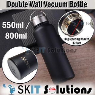 550ml / 800ml Black Stainless Steel Double Wall Vacuum Insulated Flask Water Bottle Thermos Cup Coffee Tea Milk BPA Free