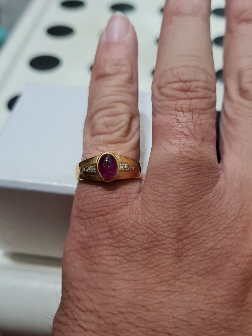 585 14k gold Diamond red stone ring sz13 Women s Fashion