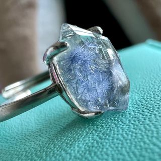 Ring ✨ Sillimanite / Blue Hair Quartz 💠 Freeform Ring Open Ring 💠 Natural Crystal630044420943381127