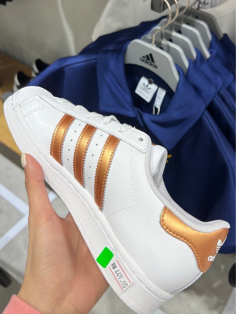 Womens rose gold adidas superstar store