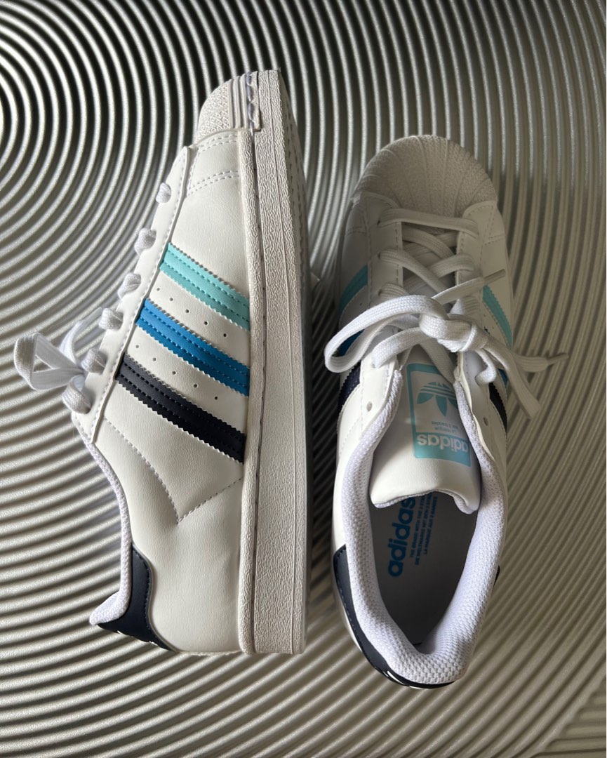 Adidas Superstar J White and blue Women s Fashion Footwear