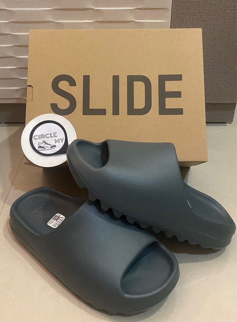 ADIDAS YEEZY SLIDE SLATE MARINE (UK9), Men's Fashion, Footwear