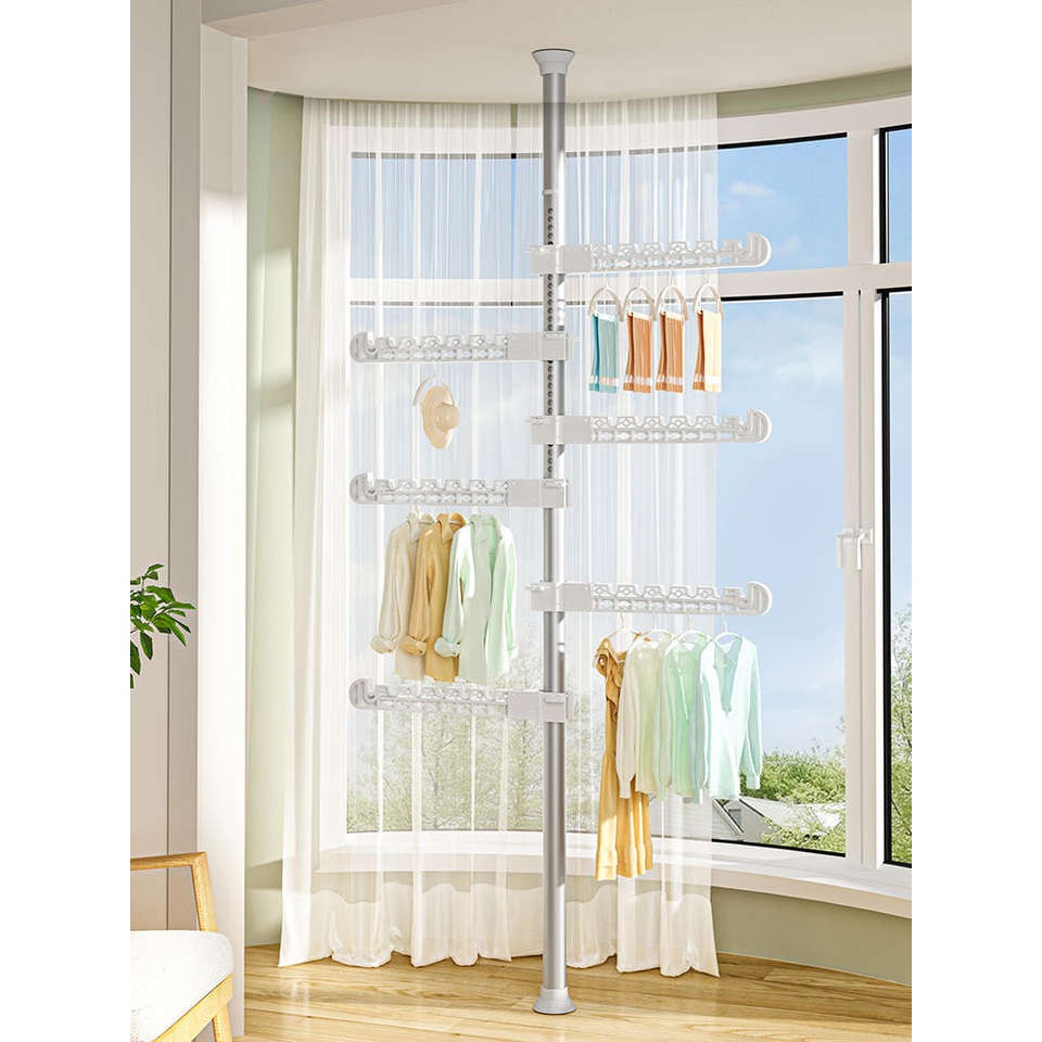 Adjustable Clothes Drying Rack Floor To Ceiling Clothes Rack Tension