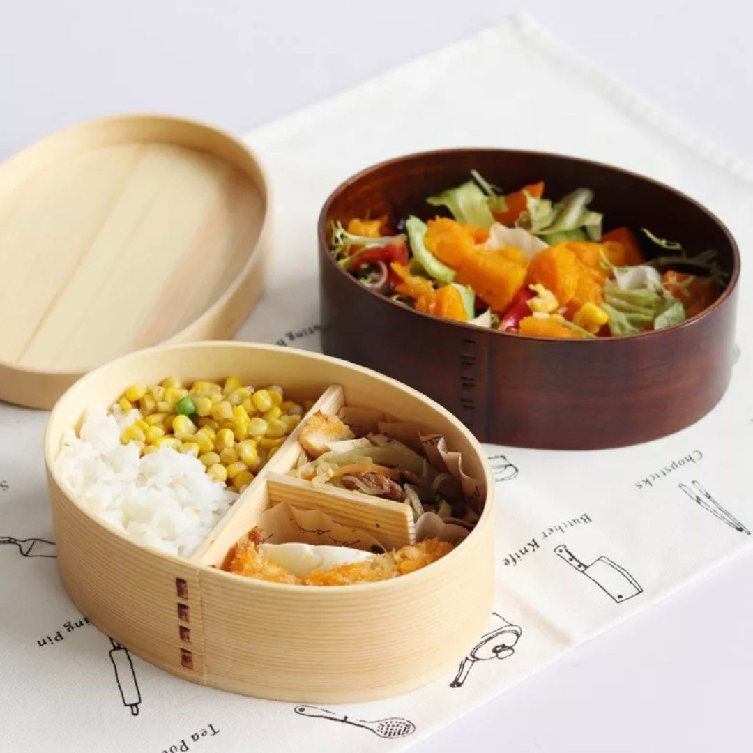 Traditional Wooden Bento Box - Japanese Cedar - Square or Ellipse Shape -  ApolloBox