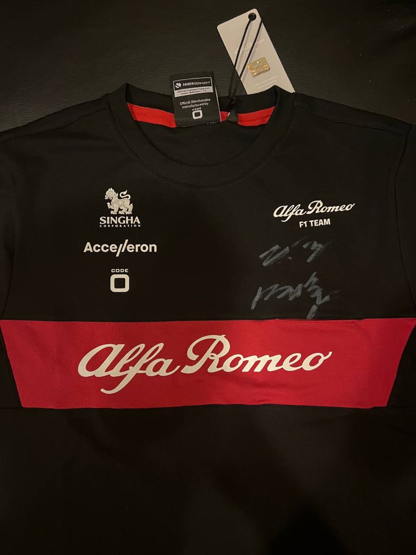 Alfa Romeo F1 Autographed Shirt (Bottas and Guanyu), Men's