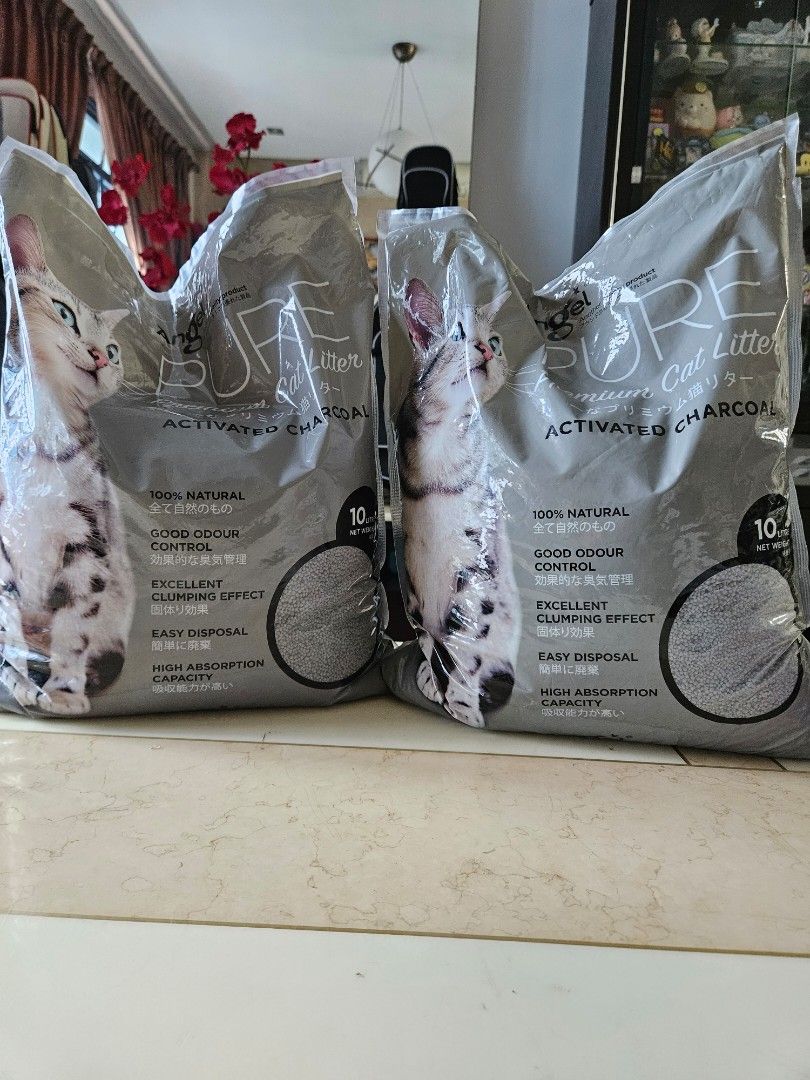 Angel Pure Premium Cat Litter Activated Charcoal 10L, Pet Supplies