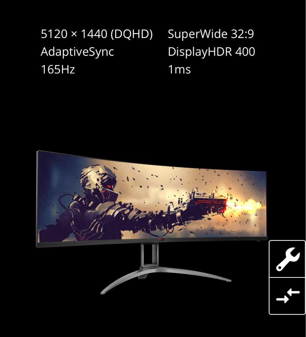AOC AGON 49” curved monitor 5K AG493UCX2 ultra wide screen