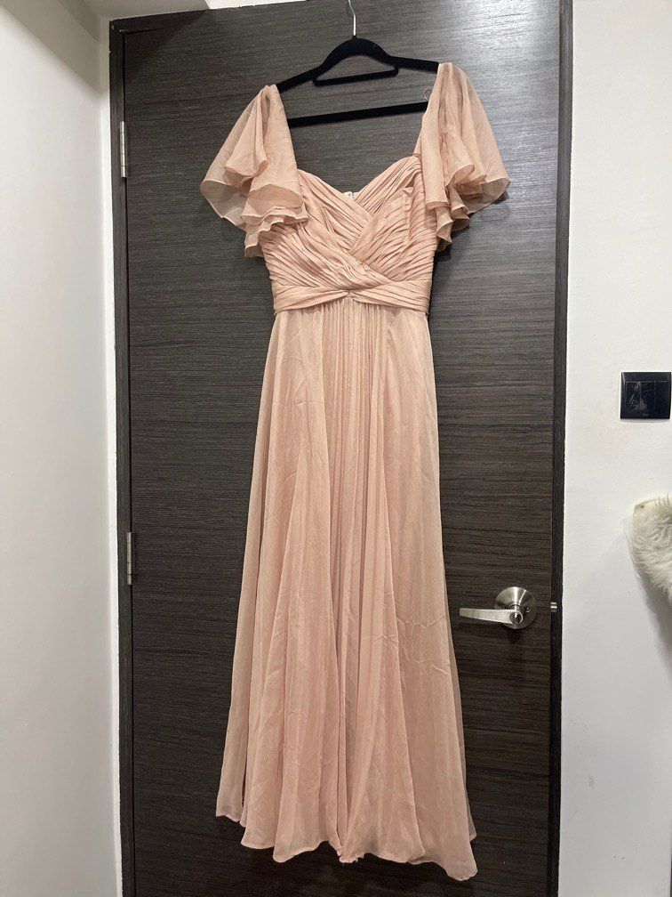 Asos design bridesmaid pleated bodice 2024 maxi dress with flutter sleeve