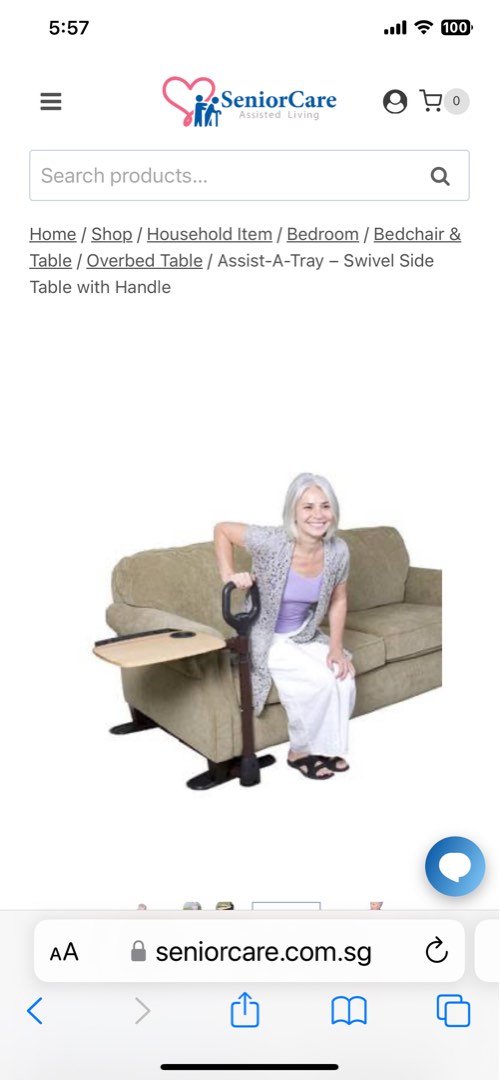 AssistATray Swivel Side Table with Handle, Furniture & Home Living, Furniture, Tables & Sets