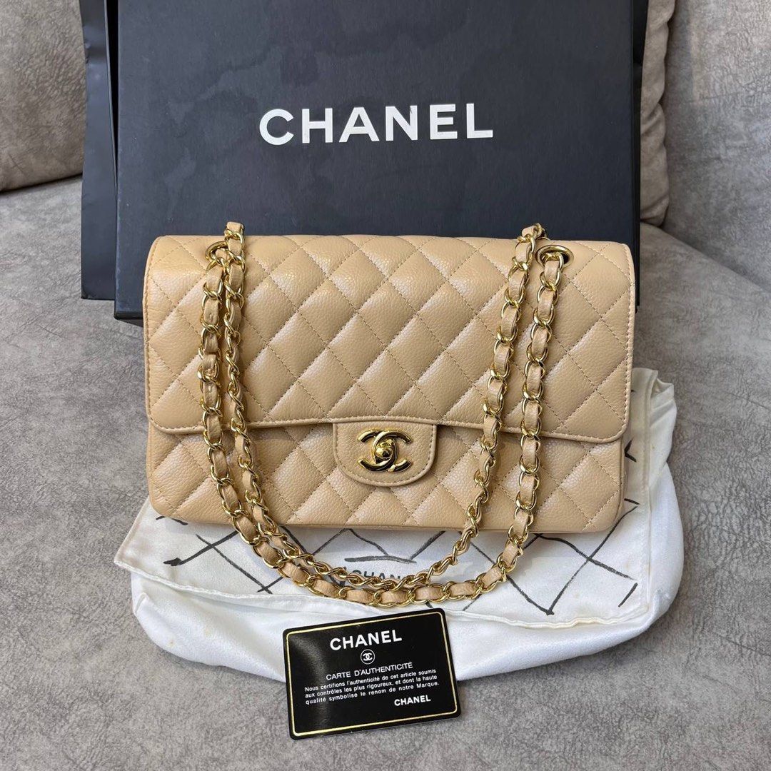 Authentic Chanel Caviar Classic Flap GHW Beige, Luxury, Bags & Wallets on  Carousell